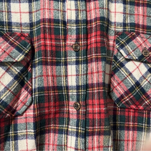 Vintage 70s Kentfield Red Plaid Wool Blend Flannel Button Down Men’s Size Large - Picture 6 of 14